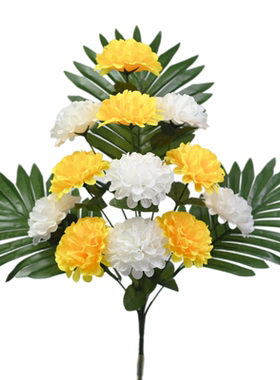 温馨花坊12头扇形园菊仿真菊花清明祭祀假花陵园扫墓墓碑摆放花束