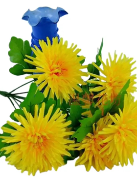 清明祭祀扫墓花假花绢花高档仿真菊花摆放客厅7头黄色中粗杆松针