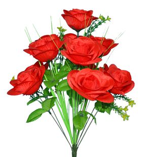 温馨花坊落地摆放仿真玫瑰花绢花假花塑料花12头园玫义乌厂家花艺
