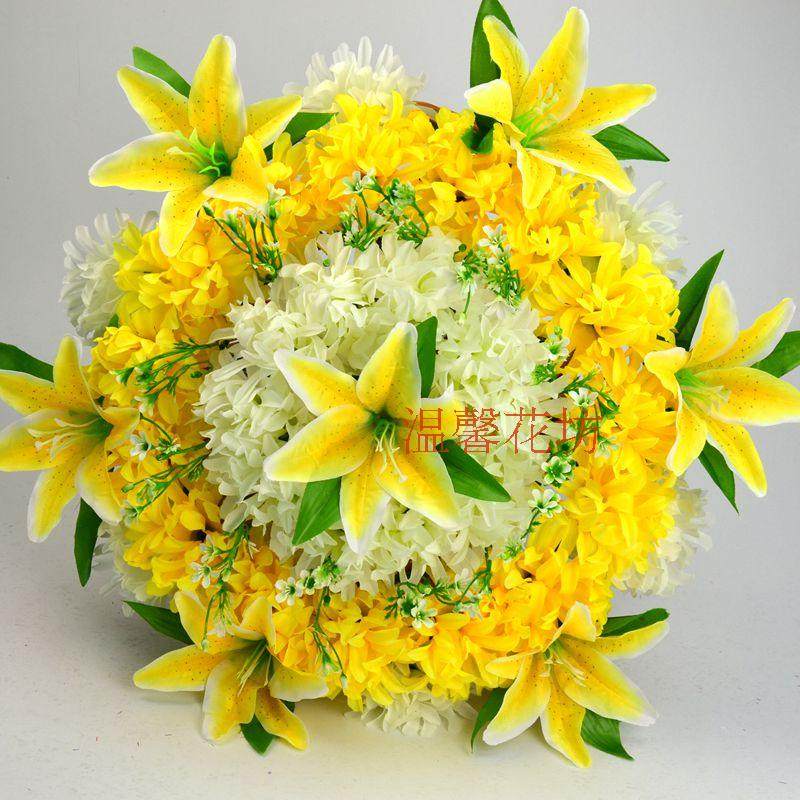 特价包邮仿真菊花清明祭祀仿真菊花50cm花圈扫墓上坟陵园摆放花艺