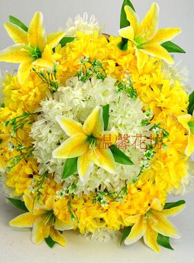 特价包邮仿真菊花清明祭祀仿真菊花50cm花圈扫墓上坟陵园摆放花艺