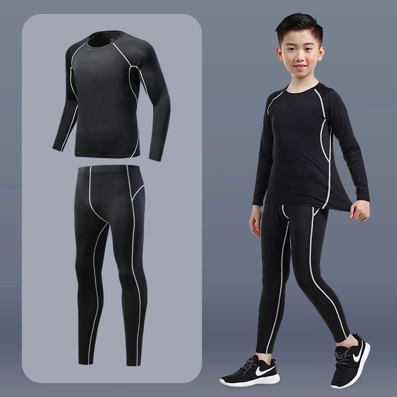 儿童紧身衣训练服男生速干衣跑步健身服秋冬长袖打底篮球运动套装
