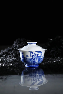 仪贤堂-青花采莲图人物盖碗