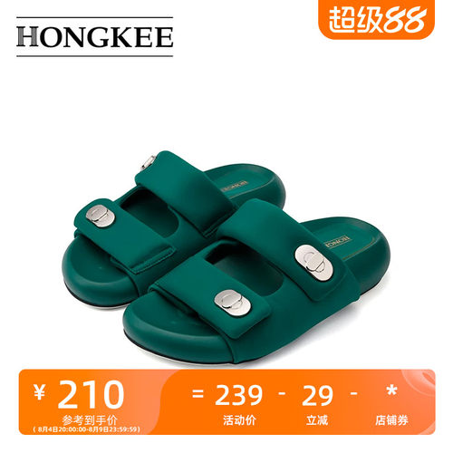 Hongkee/红科凉拖鞋女法式舒适外穿时尚配裙子厚底拖鞋H614D200