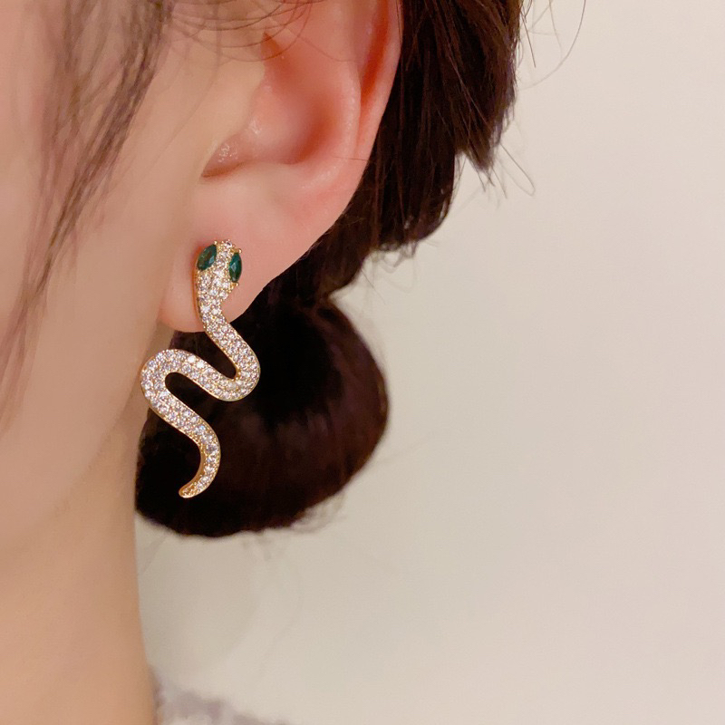 s925银针蛇形耳饰时尚轻奢个性简约耳钉小众独特设计感耳环耳坠