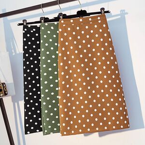 波点半身裙开叉一步裙包臀裙女春秋2020新款显瘦ins超火裙子 修身