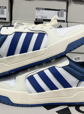 adidas neo Entrap男女同款防滑耐磨轻便低帮休闲板鞋白蓝HR1931