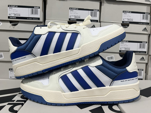 adidas neo Entrap男女同款防滑耐磨轻便低帮休闲板鞋白蓝HR1931