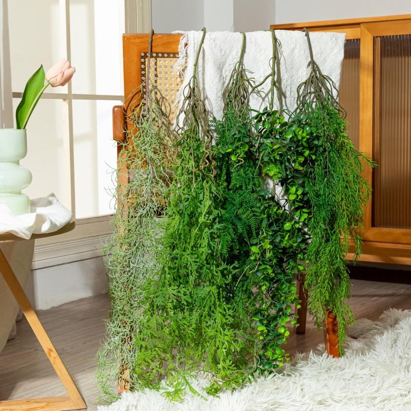 仿真蕨类植物藤条壁挂塑料藤蔓工程墙面悬挂店铺装饰软装造景垂吊