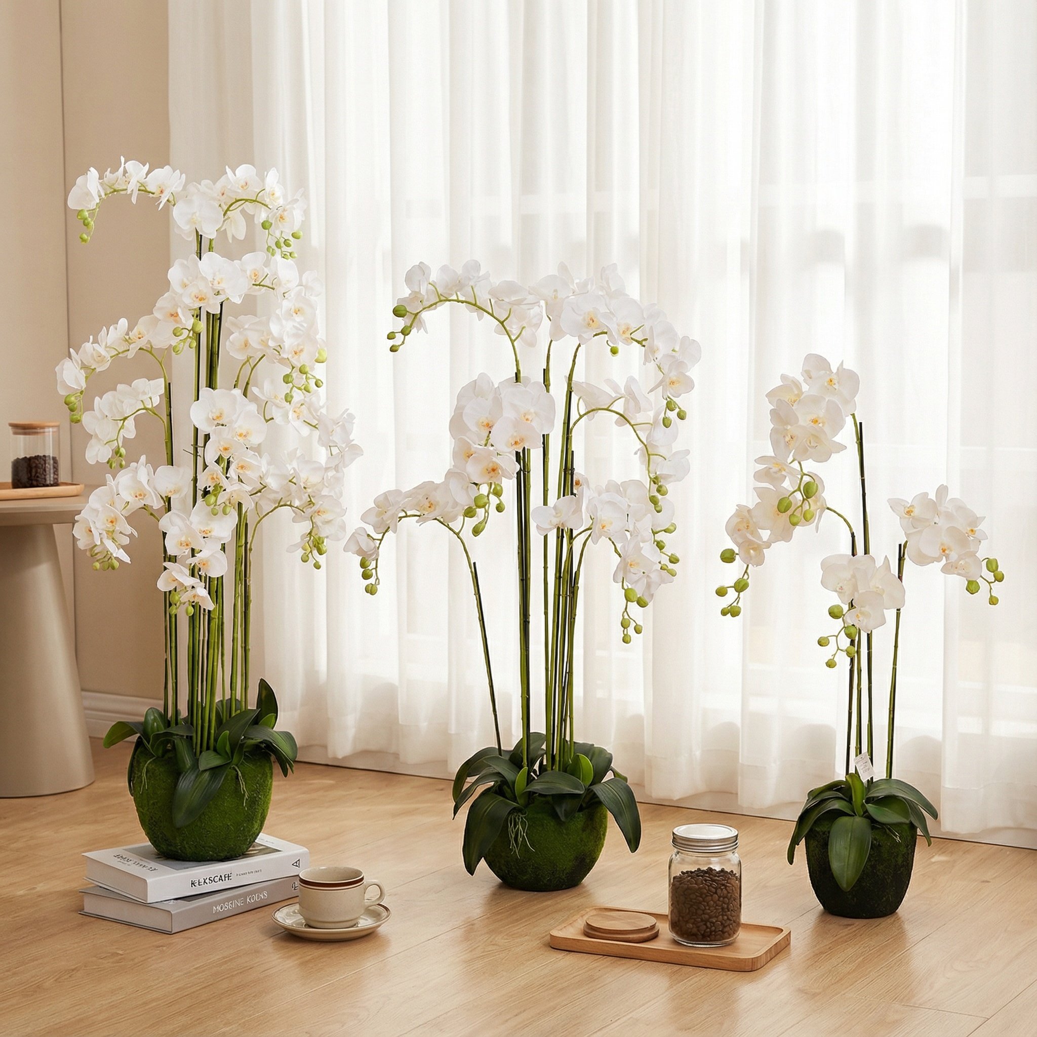 高端手感保湿仿真蝴蝶兰花艺假花卉盆栽塑料插花室内客厅装饰摆设