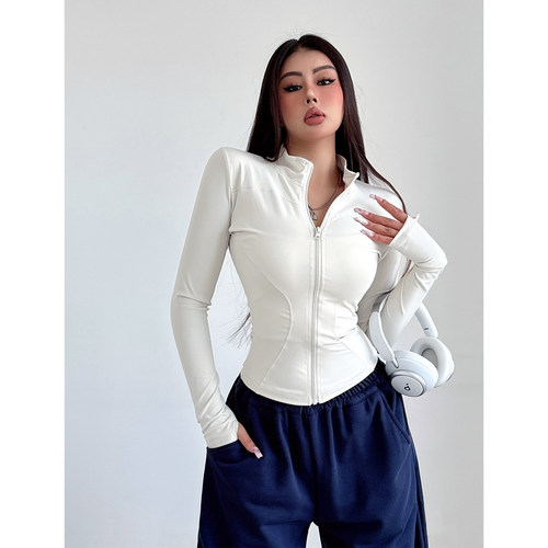 美式辣妹立领瑜伽服拉链开衫外套