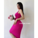 liviahome 欧美风露背性感无袖 背心裙弹力针织紧身包臀连衣裙女