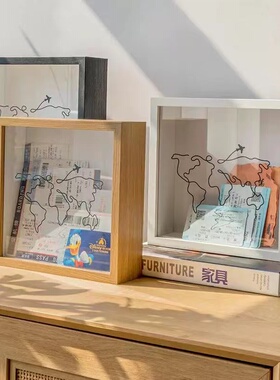 地球线地图时光碎片票根收纳相框