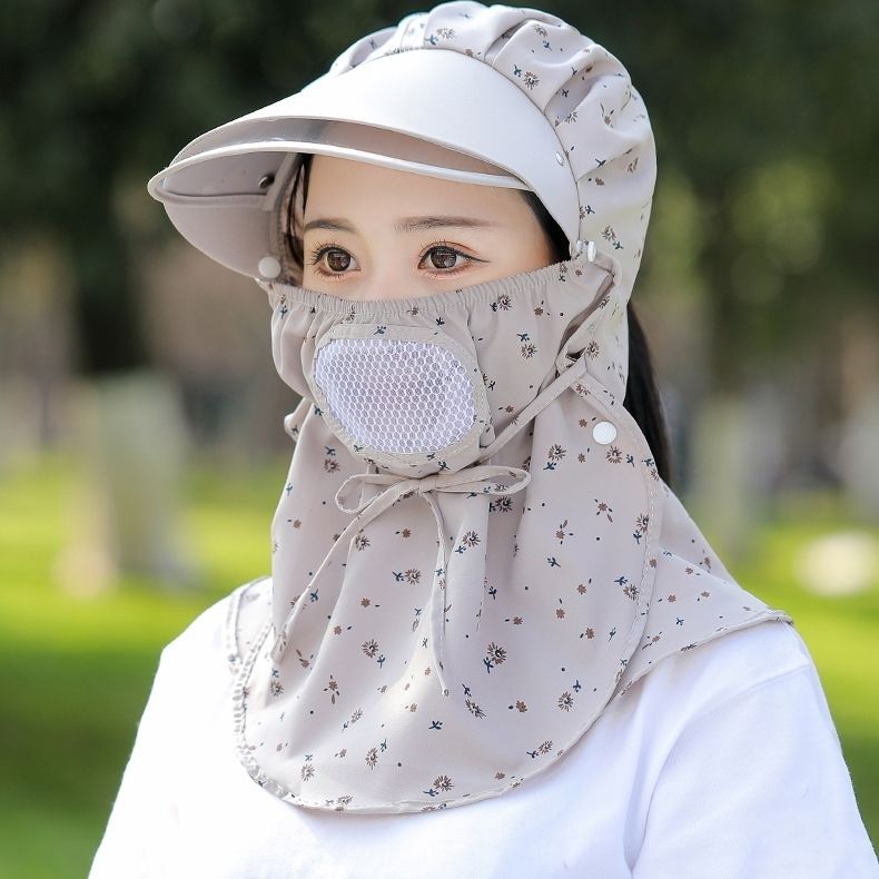 夏季新款女大檐遮脸防晒面罩护颈