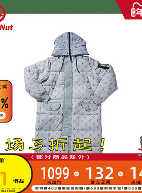 DEVIL NUT潮牌恶魔无性别冬季保暖多袋保暖宽松长款连帽羽绒服AET