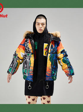 DEVIL NUT潮牌 恶魔 无性别保暖面包羽绒服黄昏数码印花-北欧 ANT