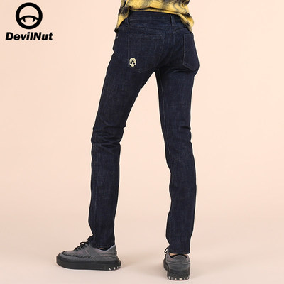 DEVIL NUT 潮牌 恶魔 直筒 女式 牛仔裤  BIB ATH