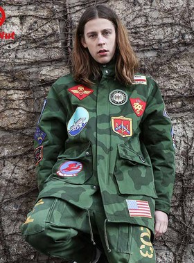 DEVIL NUT潮牌 恶魔 男女同款花圃迷彩伞兵风衣-壮志凌云 ANT