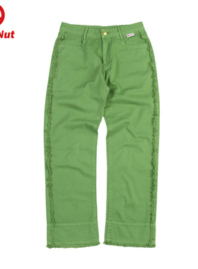 DEVIL NUT潮牌 恶魔女式纯棉休闲毛边直筒裤纯色复古 DNP SET