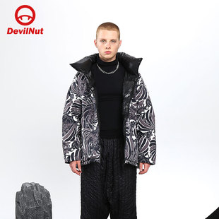 DEVIL NUT潮牌恶魔21秋冬无性别情侣双面保暖保暖羽绒服ATO