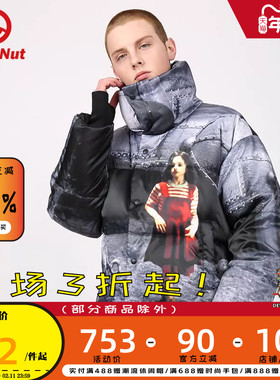 DEVIL NUT潮牌恶魔秋冬情侣无性别印花撞色保暖羽绒服  ATY