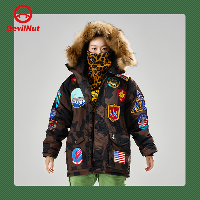 DEVIL NUT潮牌恶魔无性别保暖迷彩巨袋羽绒服-壮志凌云 ANT