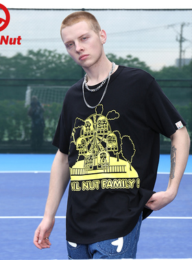 DEVIL NUT恶魔 潮牌 春夏 男女夏季黑色短袖T恤 摩天轮 AOL SET