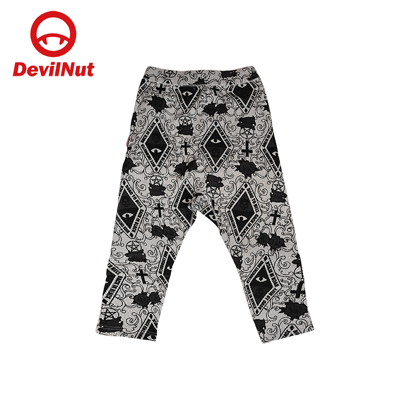 DEVIL NUT潮牌恶魔印花迷彩裤男女同款锥形松紧腰9分裤女士