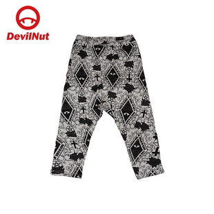 锥形松紧腰9分裤 男女同款 女士 NUT潮牌恶魔印花迷彩裤 DEVIL