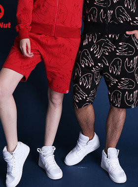 DEVIL NUT恶魔 潮牌 男女情侣中国红新年红短裤 吸血男爵 SNT