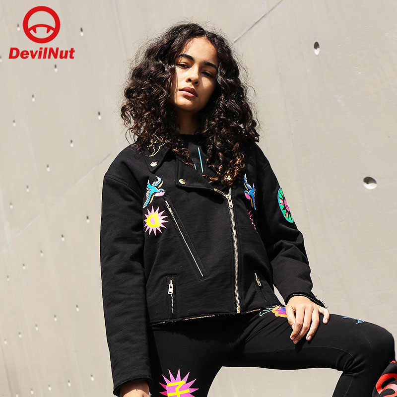 DEVILNUT棉服恶魔毛边摩托上衣