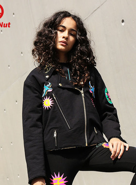 DEVIL NUT潮牌 恶魔 男女同款 女毛边摩托上衣棉服-DNP ANT