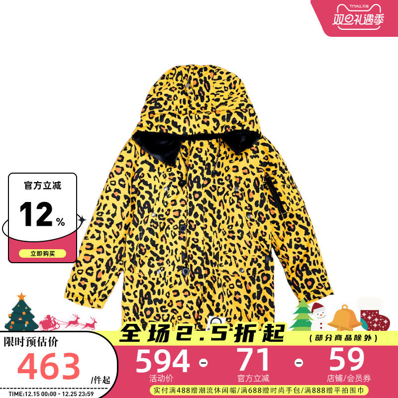 DEVILNUT复古豹纹风连帽棉衣