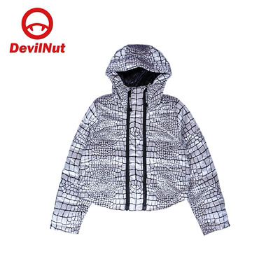 DEVILNUT女短款鳄鱼纹羽绒服