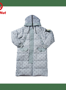 DEVIL NUT潮牌恶魔无性别冬季保暖多袋保暖宽松长款连帽羽绒服AET