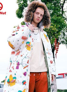 DEVIL NUT潮牌恶魔21秋冬无性别情侣款保暖羽绒服火锅图案 ATO