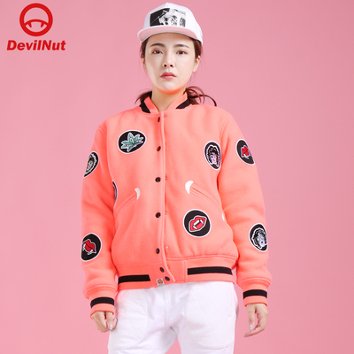 DEVIL NUT潮牌 恶魔 摇粒绒夹克休闲 情侣 女式 棉服 主 AFV