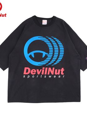 DEVIL NUT潮牌 春夏男女夏季情侣bf宽松圆领纯棉运动短袖T恤SET