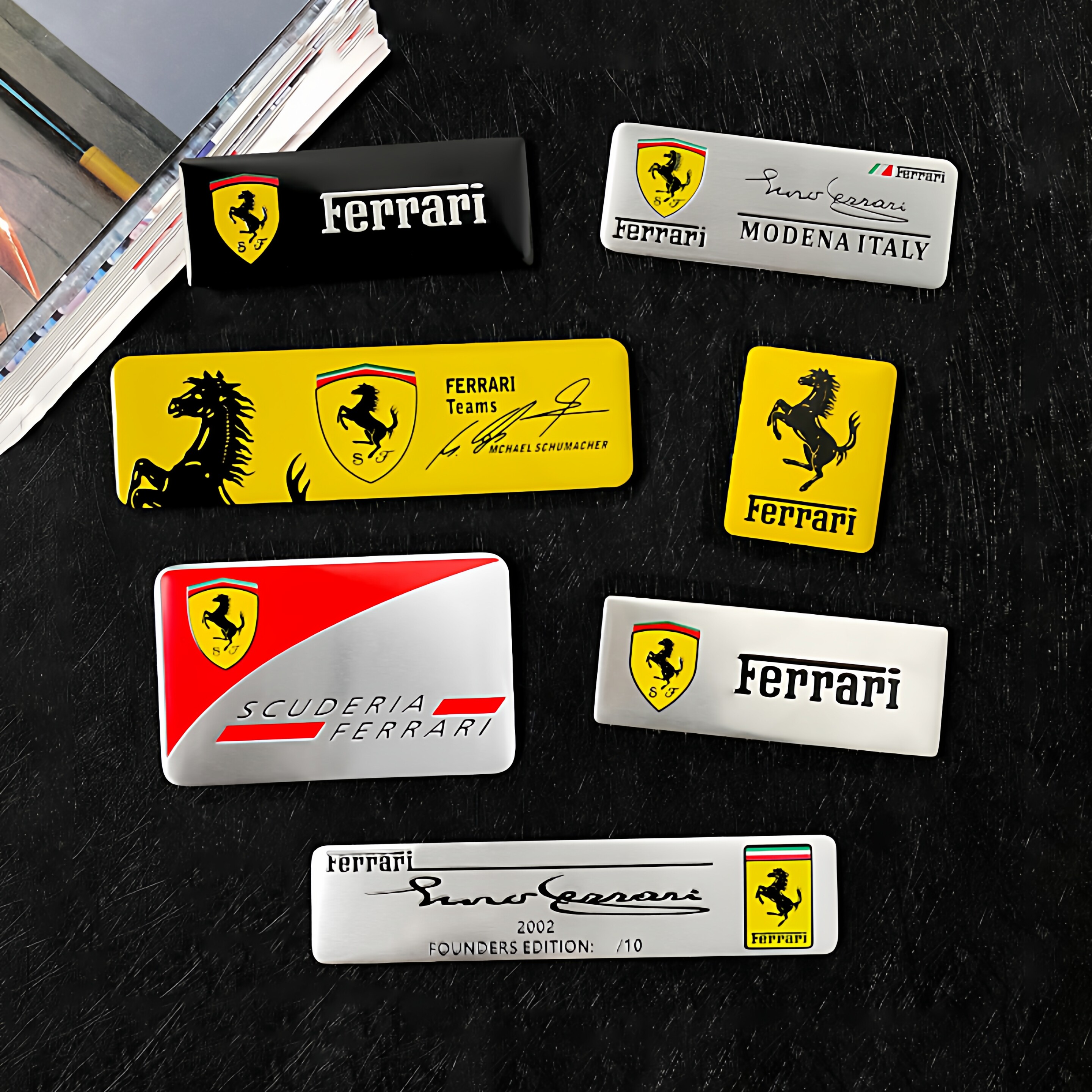铝金属车贴适用法拉利FERRARI Team马汽车摩托电动改装配件装饰贴