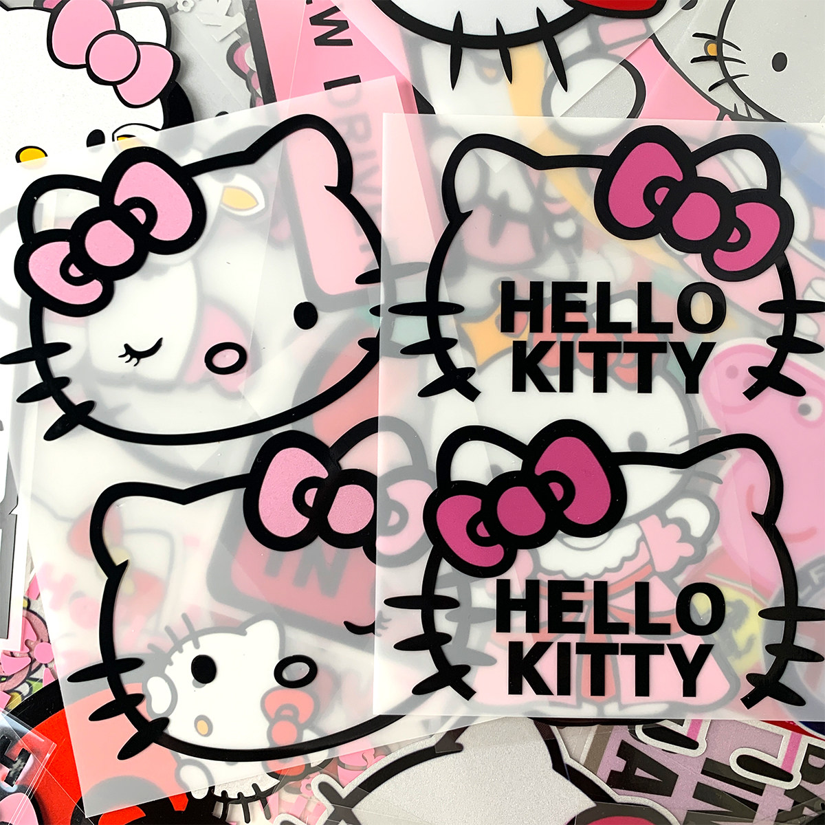 凯蒂猫Kitty头盔贴纸女生可爱电动车摩托车反光贴改装配件防水贴