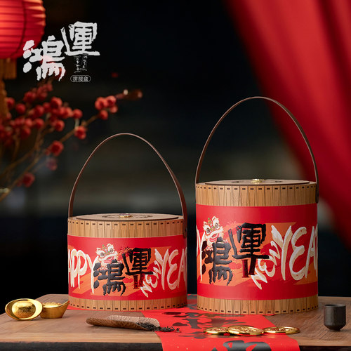 大号手提新年春节年货坚果糖果零食干果礼盒过年包装盒空盒定制