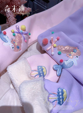 奇米迪女童冬季加绒打底裤2023新款加厚儿童卡通洋气百搭打底裤子