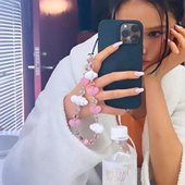 MLGM新款 手机绳适用手机壳挂饰 可爱粉色爱心白云手机链ins个性