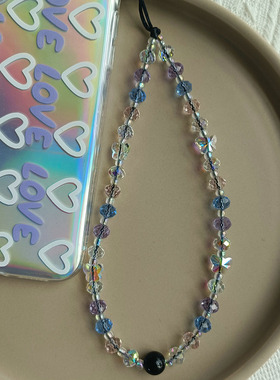 MLGM小众挂件闪水晶珠蝴蝶手机链diy手工串珠绳女 适用所有手机壳