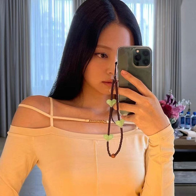 MLGM StringTing同款手工串珠手机挂链ins日韩风金智妮Jennie挂绳
