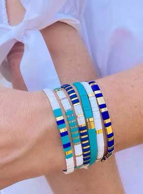 小众设计tila米珠手链多层叠戴