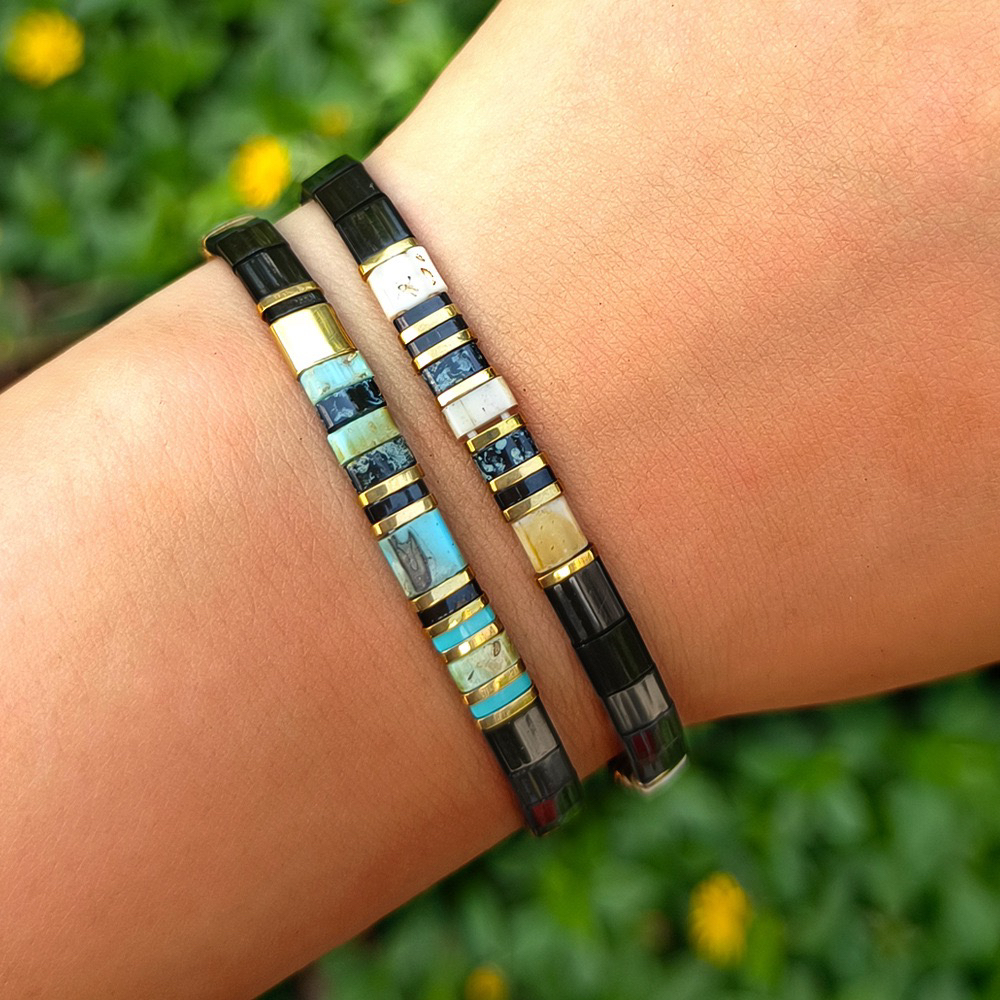 MLGM新款tila琉璃手链批发 黑色时尚百搭串珠手串个性叠戴手饰品