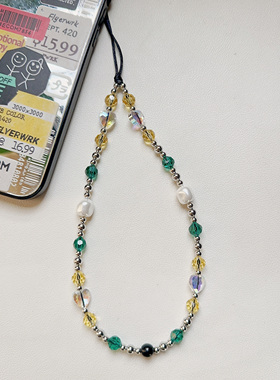 MLGM小众水晶爱心手机链春款短款多巴胺风手机绳适用所有手机壳