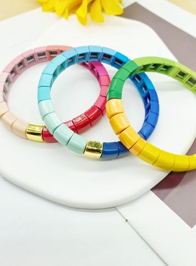 23新款欧美波西米亚风ra同款锌合金手串 ins网红个性彩色叠戴手链