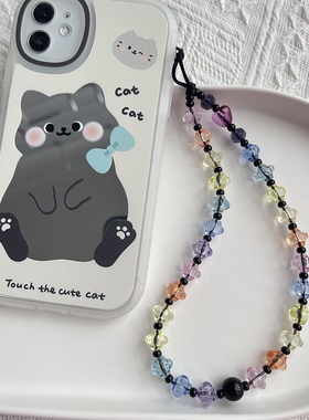 个性亚克力渐变色透明灯笼手机链挂件小爱心短款男女通用简约挂绳